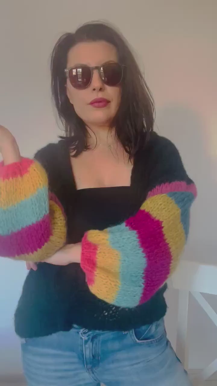 Rainbow Chunky Knit Cardigan