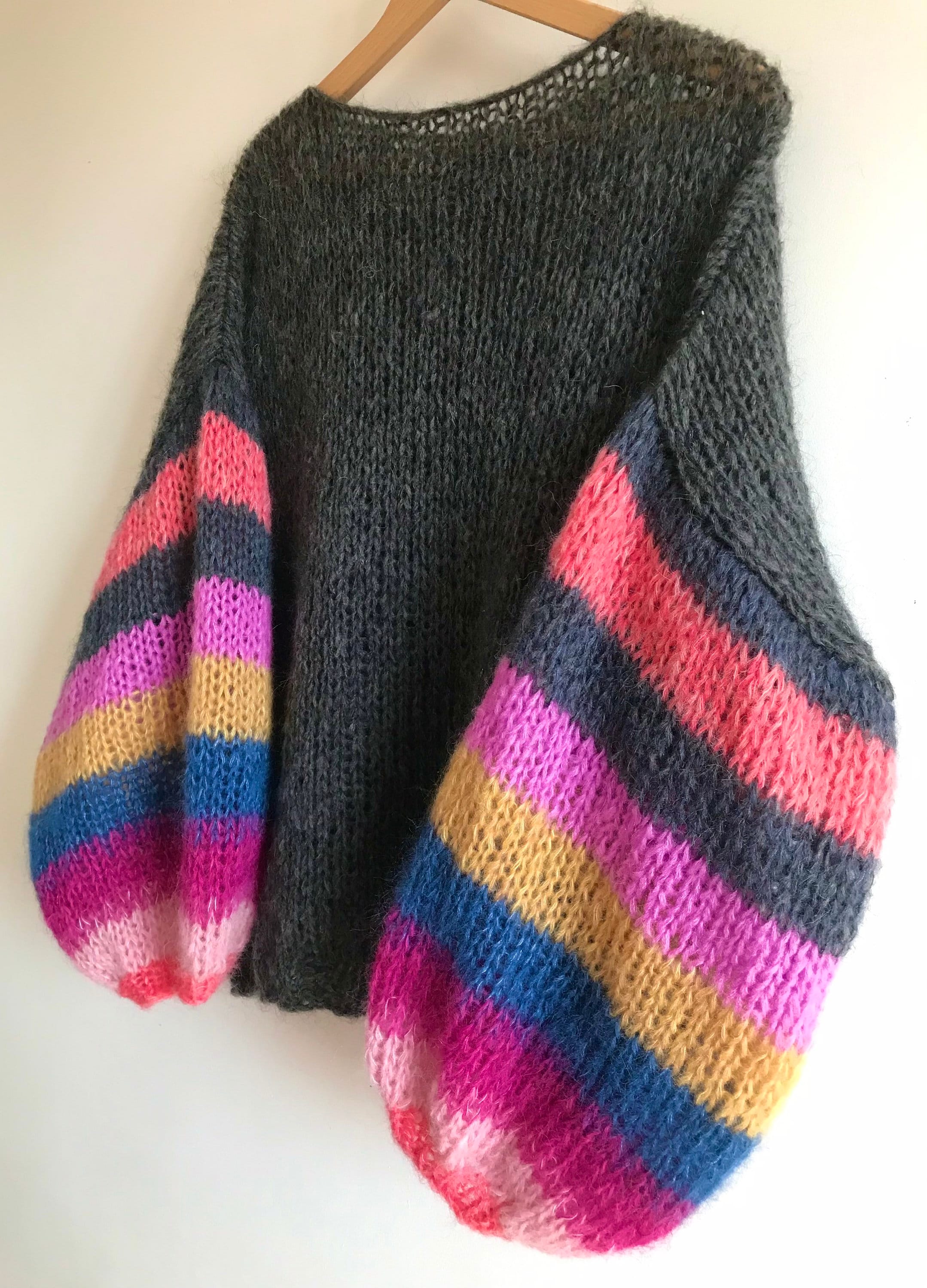 Sweater with stripes outlet on sleeves