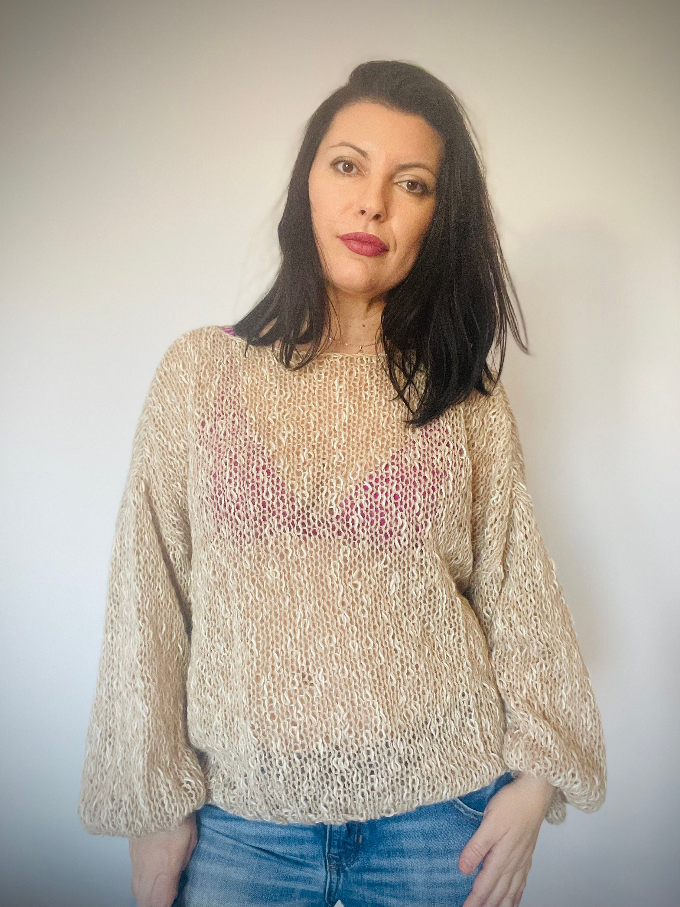 Beige cotton outlet sweater