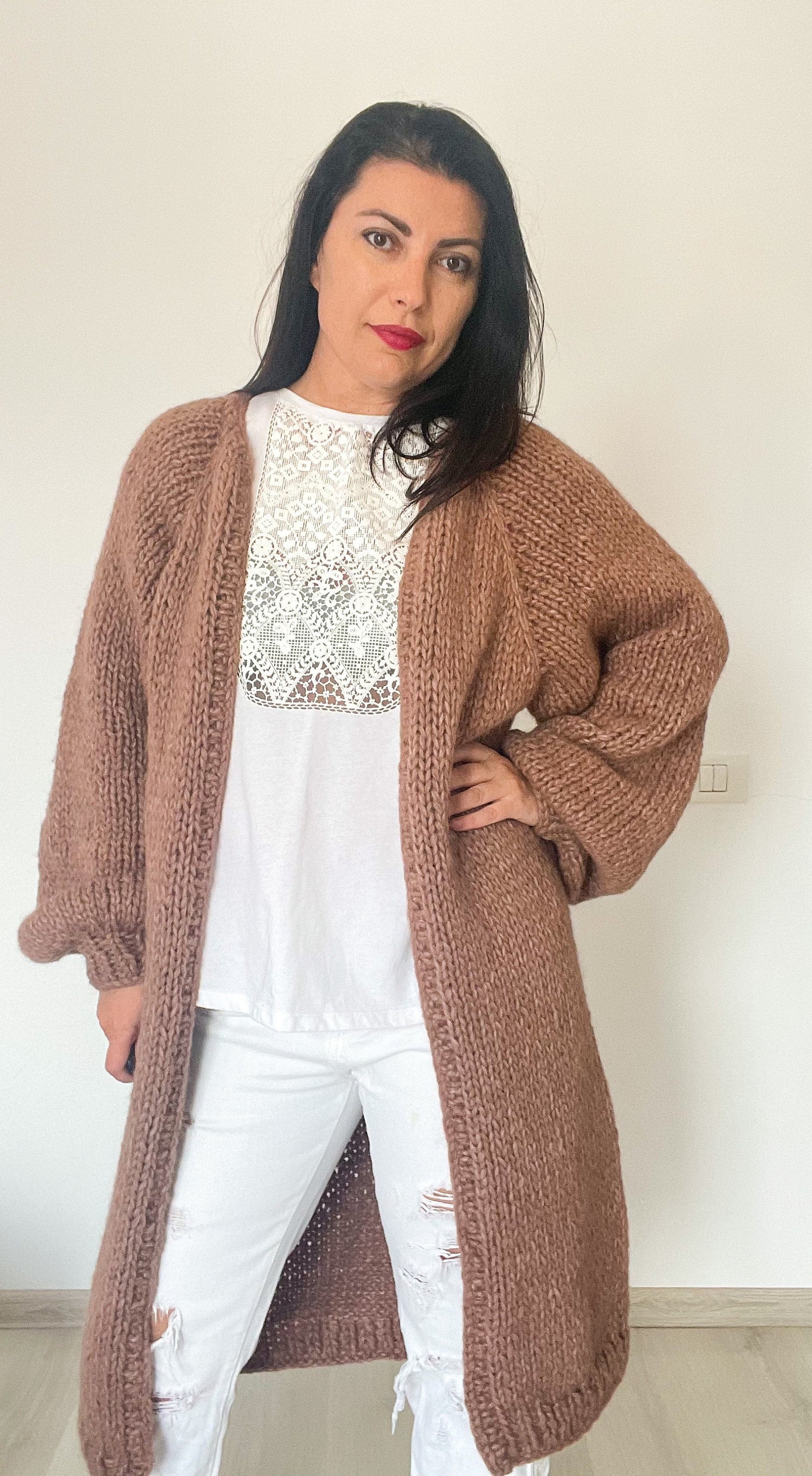 Cardigan long en discount maille