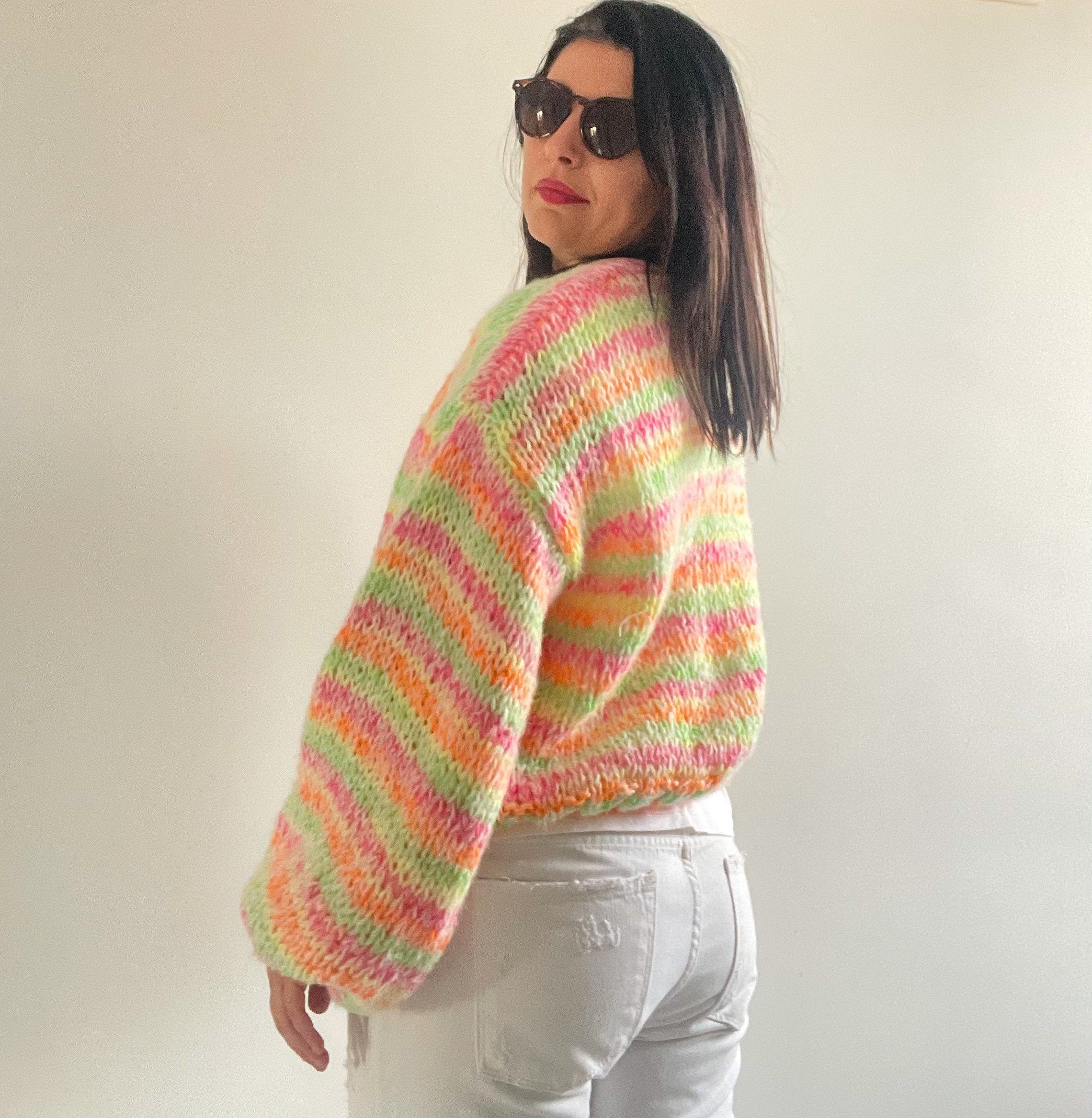 NOVA Cropped Cardigan, Knit Multicolor Cardigan, Short Colorful Sweater,  Neon Colors, Airy Cropped Cardigan, Soft Short Cardigan